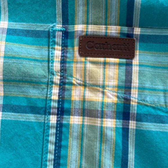 Carhartt Men's Blue Plaid Button Down Shirt - Picture 4 of 6